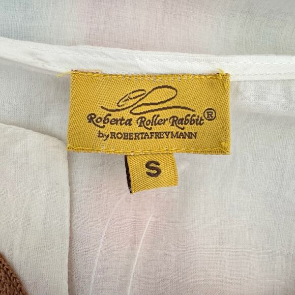 NWT ROBERTA ROLLER RABBIT Boho Anastasia White Embroidered Kaftan - Picture 10 of 12